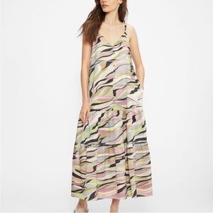 NWT TED BAKER Warrenn Printed Button Through Cami Midi Dress Dusky Pink